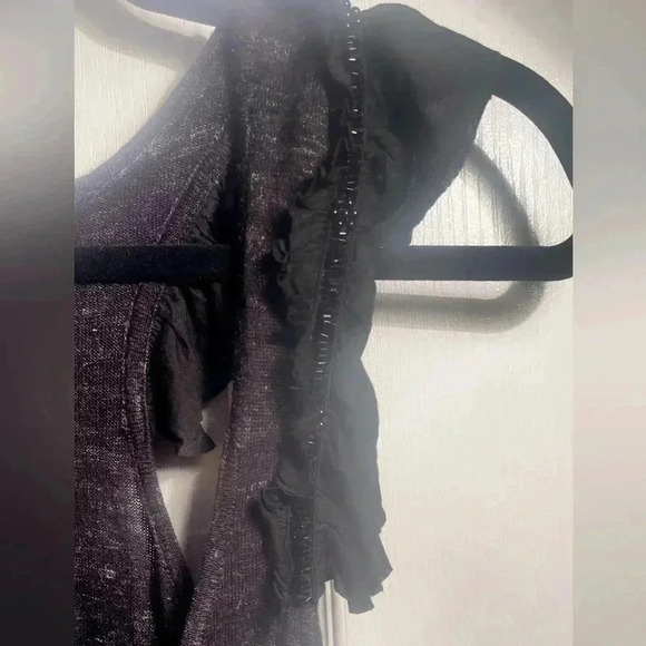 Free people racerback heather grey embellished sleeves day 2 night  mini dress S - Picture 3 of 7